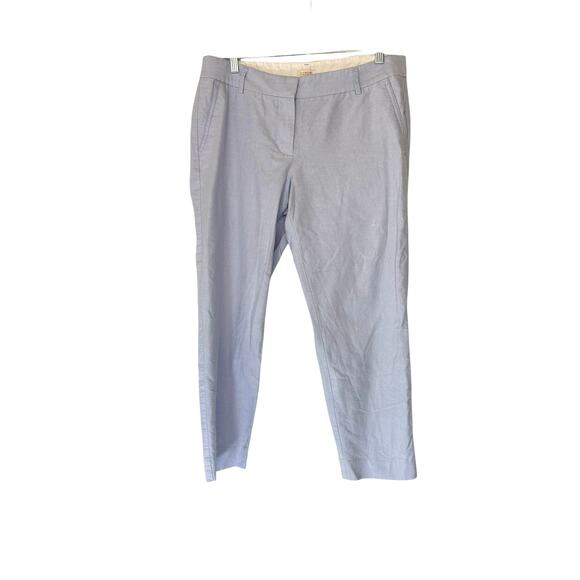 J.Crew Blue Light Academia Cotton Oxford Skimmer Straight Leg Pant Size 10 - Picture 1 of 10